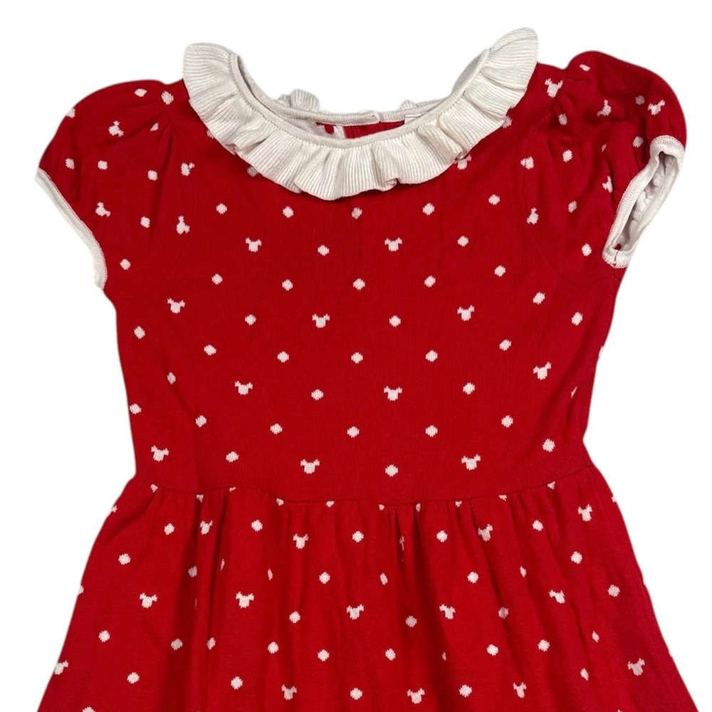 Disney x Janie and Jack Dress Girls 12 Red Mickey Mouse Polka Dot Ruffle Knit